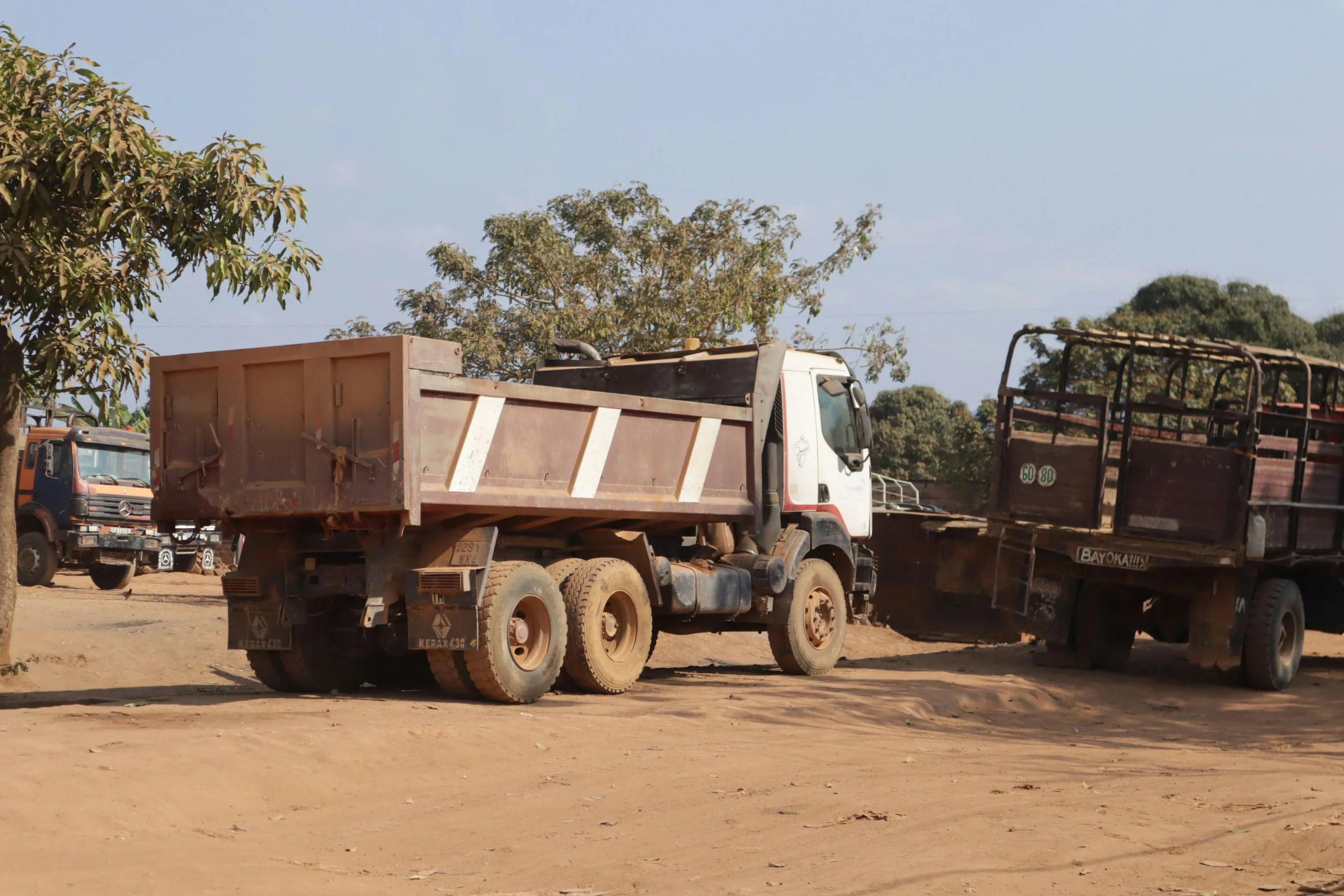 Trucks parked after offloading